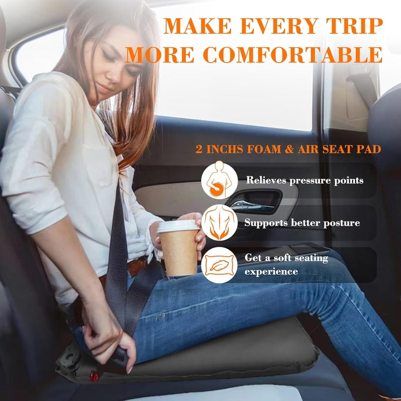 GDREAMT Inflatable Seat Cushion, Self-Inflating Memory Foam Stadium Seats Cushion Portable Camping Air-Foam Sitting Pad for Travel Airplane Car Bleachers Backpacking Office, Lightweight & Compact - Image 4